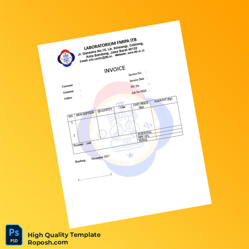 Indonesia Laboratorium Fmipa Itb Invoice Template in Word and PDF formats Indonesia Laboratorium Fmipa Itb Invoice Template in Word and PDF formats