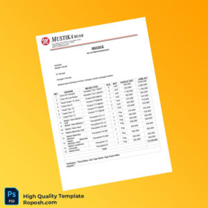Indonesia Mustika Musik Invoice Template in Word and PDF formats 2 page