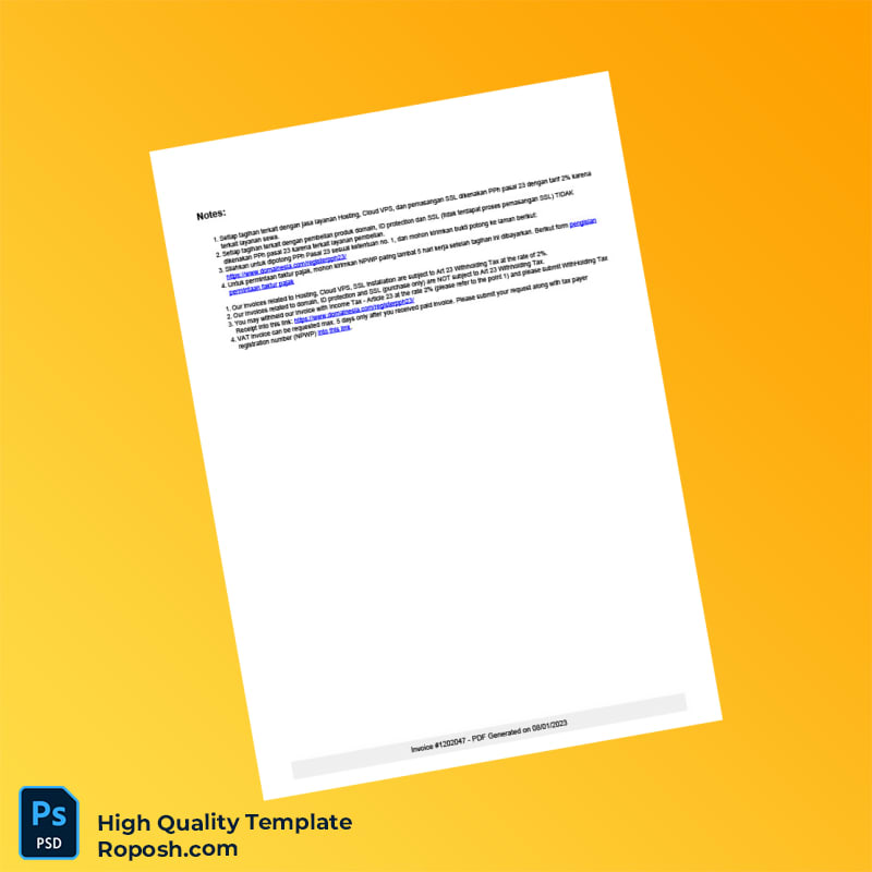 Indonesia PT Deneva Invoice Template in Word and PDF formats 2 page Indonesia PT Deneva Invoice Template in Word and PDF formats 2 page