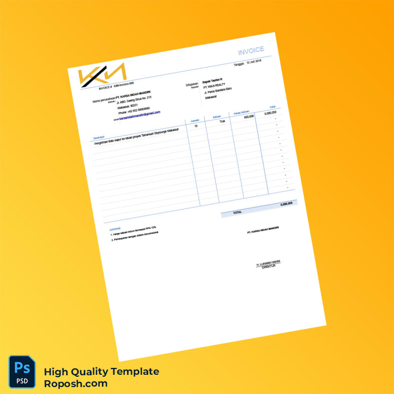 Indonesia PT Karsa Indah Mandiri Invoice Template in Word and PDF formats 2 page Indonesia PT Karsa Indah Mandiri Invoice Template in Word and PDF formats 2 page