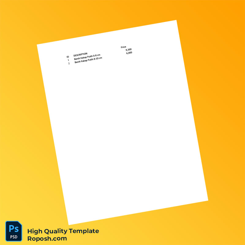 Indonesia PT OCEAN BENUR PERKASA Invoice Template in Word and PDF formats 4 page Indonesia PT OCEAN BENUR PERKASA Invoice Template in Word and PDF formats 4 page