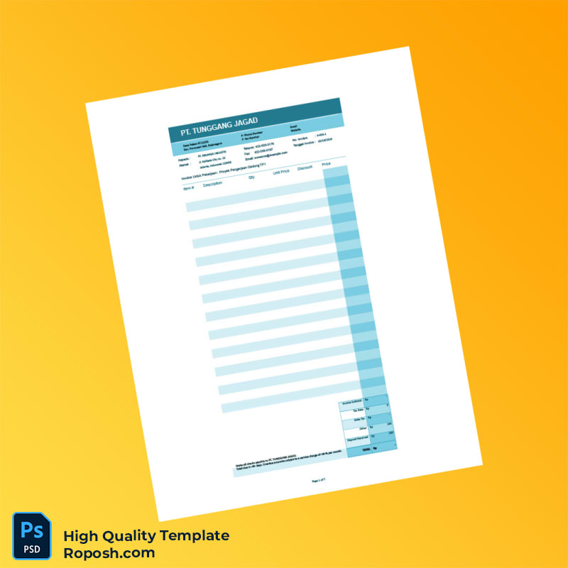 Indonesia PT Tunggang Jagad Invoice Template in Word and PDF formats 7 page Indonesia PT Tunggang Jagad Invoice Template in Word and PDF formats 7 page