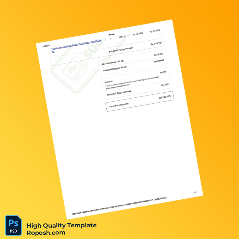 Indonesia Penerbit ANDI Invoice Template in Word and PDF formats 2 page Indonesia Penerbit ANDI Invoice Template in Word and PDF formats 2 page