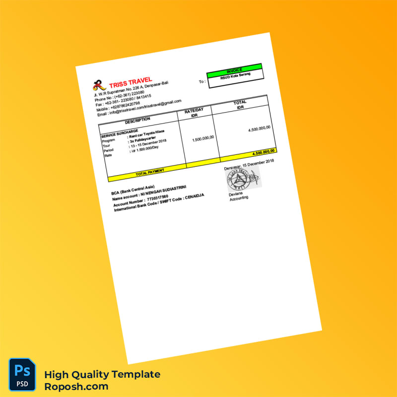 Indonesia RSUD Kota Serang Invoice Template in Word and PDF formats 3 page Indonesia RSUD Kota Serang Invoice Template in Word and PDF formats 3 page