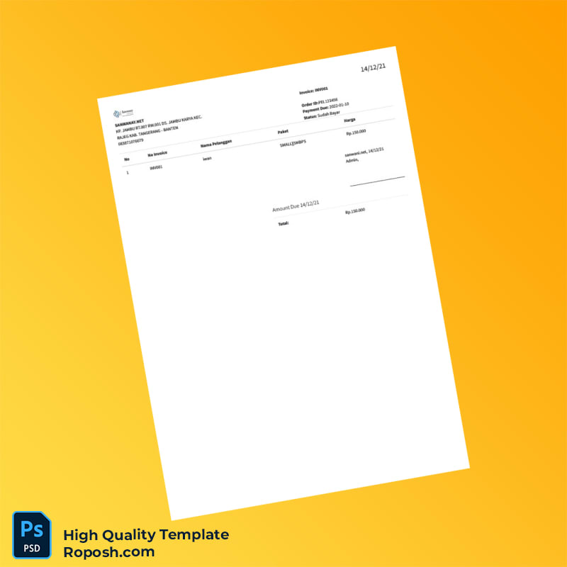 Indonesia Sanwani net Invoice Template in Word and PDF formats Indonesia Sanwani net Invoice Template in Word and PDF formats