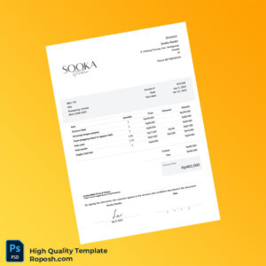 Indonesia Sooka Studio Invoice Template in Word and PDF formats