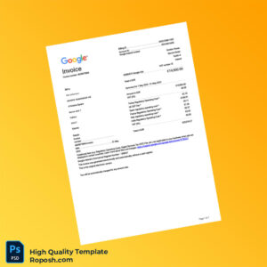 Ireland Google Invoice Template in Word and PDF formats