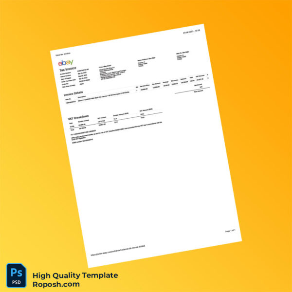Japan eBay GmbH Tax Invoice Template Editable