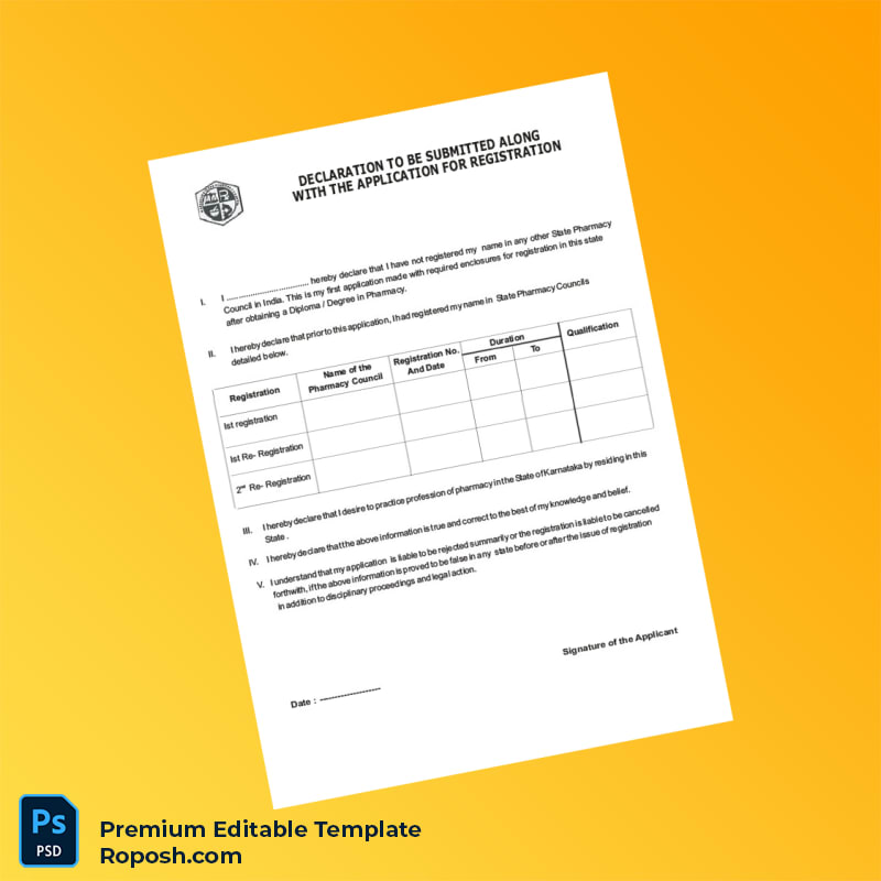 Customizable Karnataka State Pharmacy Council Registration Certificate Editable Word & PDF Template 8 page Customizable Karnataka State Pharmacy Council Registration Certificate Editable Word & PDF Template 8 page