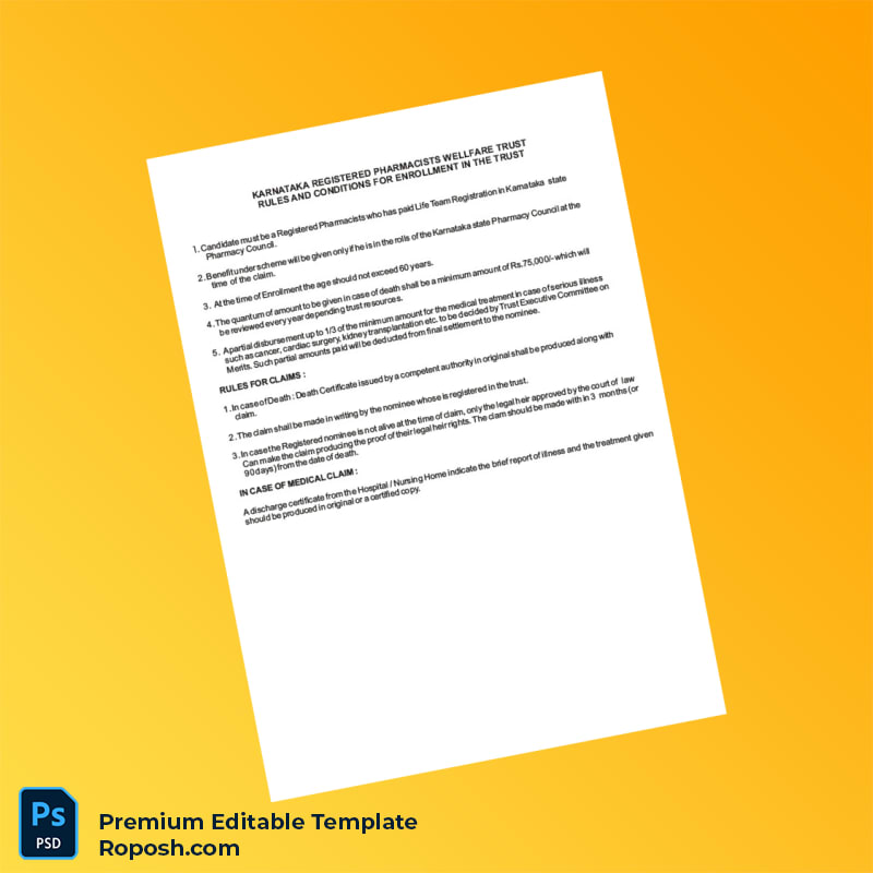 Customizable Karnataka State Pharmacy Council Registration Certificate Editable Word & PDF Template 8 page Customizable Karnataka State Pharmacy Council Registration Certificate Editable Word & PDF Template 8 page