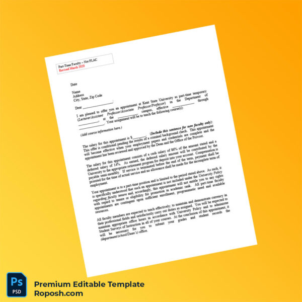 Customizable Kent State University Employment Verification Letter Word ...