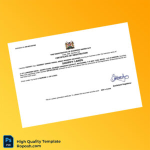Kenya Business Registration Certificate Template in Word and PDF formats Kenya Business Registration Certificate Template in Word and PDF formats