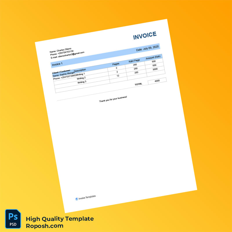 Kenya Invoice Template in Word and PDF formats Kenya Invoice Template in Word and PDF formats