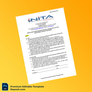 Customizable Kenya National Industrial Training Authority Application Form for Registration and Renewal of Nita Registered Template in Word a 4 page