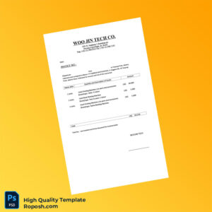 Korea Woo Jin Tech Co Invoice Template in Word and PDF formats 2 page