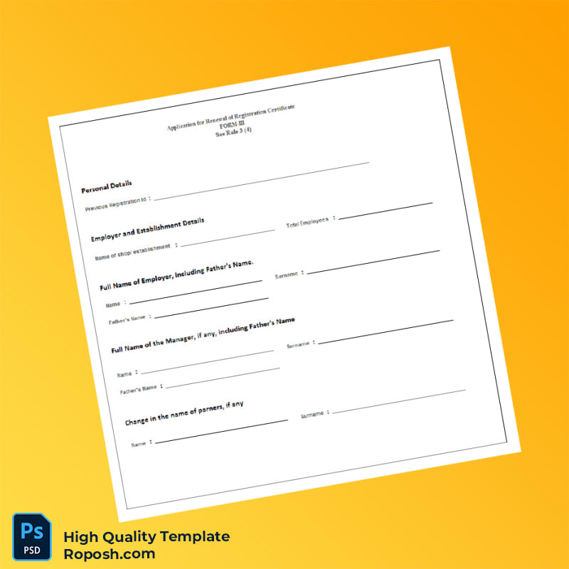 Labor Renewal Registration Establishment Certificate Template in Word and PDF formats 2 page Labor Renewal Registration Establishment Certificate Template in Word and PDF formats 2 page