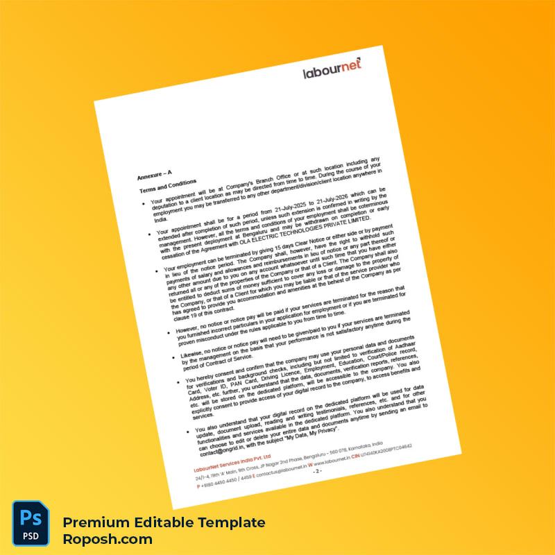 Customizable LabourNet Services India Pvt Ltd Employment Verification Letter Word & PDF Template 6 page Customizable LabourNet Services India Pvt Ltd Employment Verification Letter Word & PDF Template 6 page