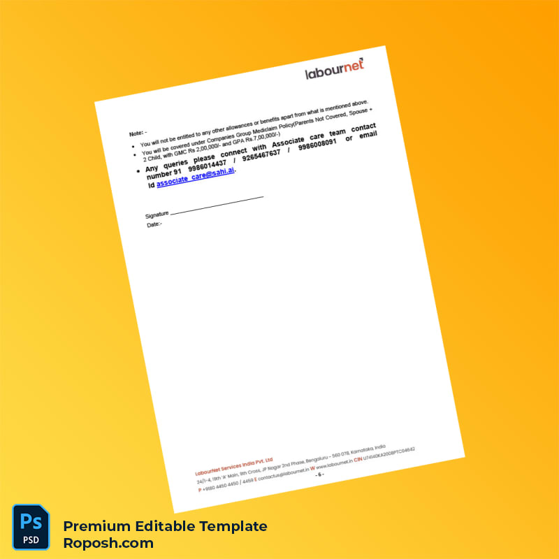 Customizable LabourNet Services India Pvt Ltd Employment Verification Letter Word & PDF Template 6 page Customizable LabourNet Services India Pvt Ltd Employment Verification Letter Word & PDF Template 6 page