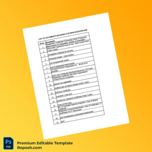Customizable List of Documents Required For New Registration Registration Certificate Editable Word & PDF Template 2 page