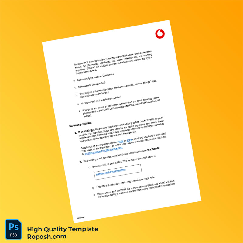 Luxembourg Vodafone Invoice Guide Template in Word and PDF formats 3 page Luxembourg Vodafone Invoice Guide Template in Word and PDF formats 3 page