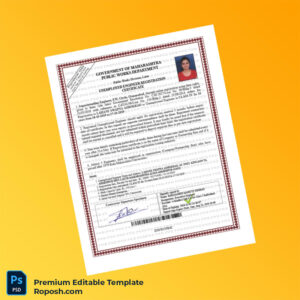 Customizable Maharashtra Public Works Department Unemployed Engineer Registration Certificate Editable Word & PDF Template