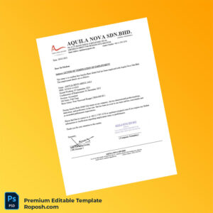 Customizable Malaysia Aquila Nova Sdn Bhd Employment Verification Letter Word & PDF Template