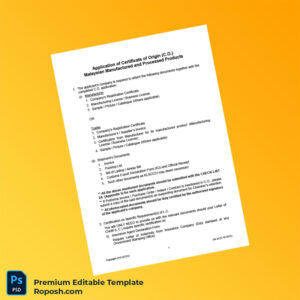 Customizable Malaysia Chinese Chamber of Commerce and Industry Certificate of Origin Editable Word & PDF Template 3 page