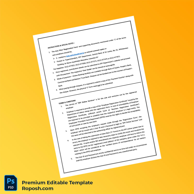 Customizable Malaysia EPF Registration Form Editable Word & PDF Template 4 page Customizable Malaysia EPF Registration Form Editable Word & PDF Template 4 page