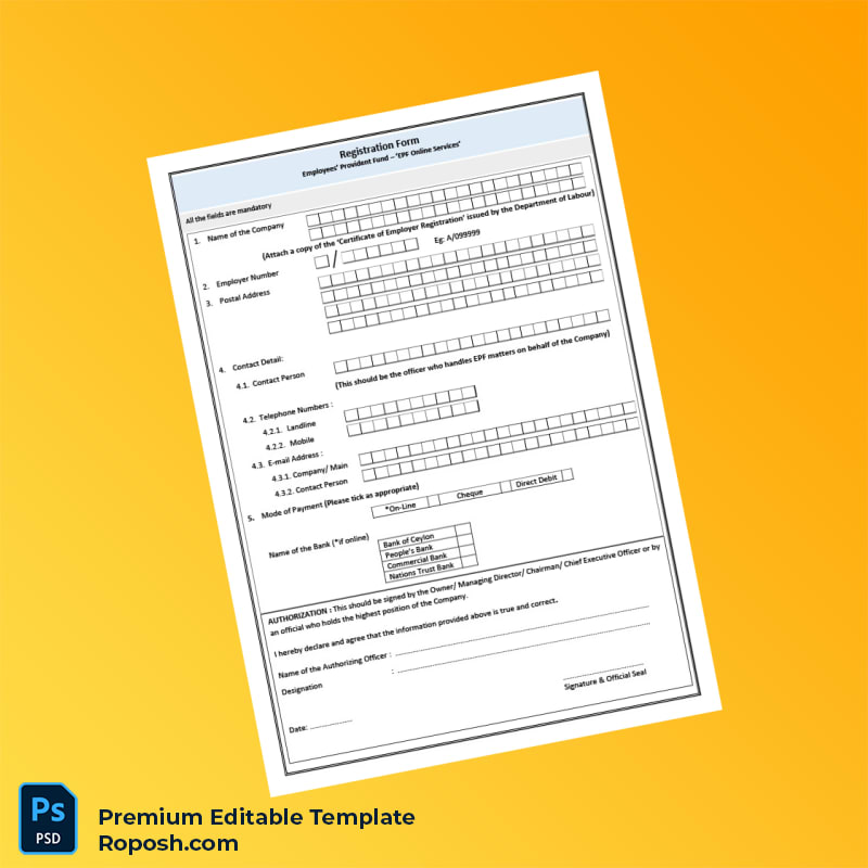 Customizable Malaysia EPF Registration Form Editable Word & PDF Template 4 page Customizable Malaysia EPF Registration Form Editable Word & PDF Template 4 page