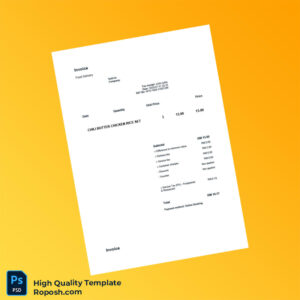 Malaysia Food Delivery Invoice Template in Word and PDF formats