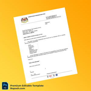 Customizable Malaysia KEMENTERIAN PENDIDIKAN MALAYSIA Employment Verification Letter Word & PDF Template