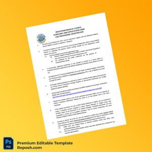 Customizable Malaysia Malaysian Medical Council Provisional Registration Guidelines and Application Form Editable Word & PDF Template 5 page