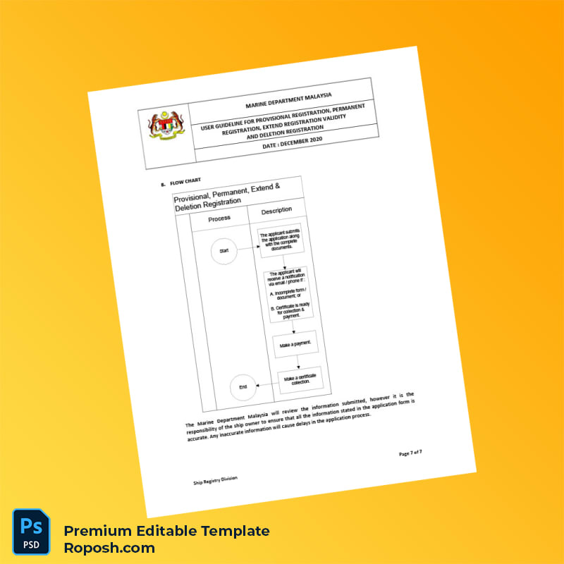 Malaysia Marine Department User Guideline for Ship Registration Registration Certificate Editable Word & PDF Template 7 page Malaysia Marine Department User Guideline for Ship Registration Registration Certificate Editable Word & PDF Template 7 page