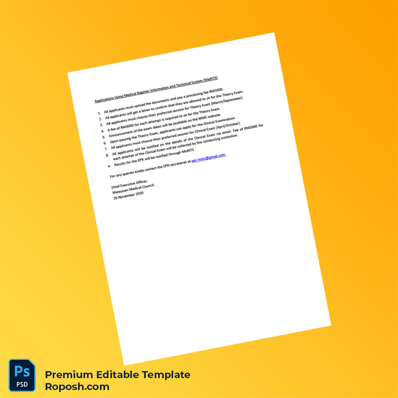 Customizable Malaysia Medical Council Provisional Registration Guidelines Document in Word and PDF formats 6 page Customizable Malaysia Medical Council Provisional Registration Guidelines Document in Word and PDF formats 6 page