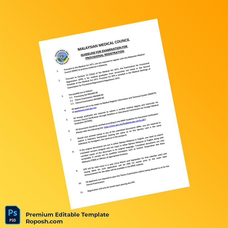 Customizable Malaysia Medical Council Provisional Registration Guidelines Document in Word and PDF formats 6 page Customizable Malaysia Medical Council Provisional Registration Guidelines Document in Word and PDF formats 6 page