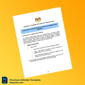 Customizable Malaysia Ministry of Tourism Accommodation Premises Registration Certificate Editable Word & PDF Template 4 page