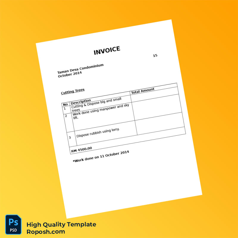 Malaysia Taman Desa Condominium Invoice Template in Word and PDF formats Malaysia Taman Desa Condominium Invoice Template in Word and PDF formats