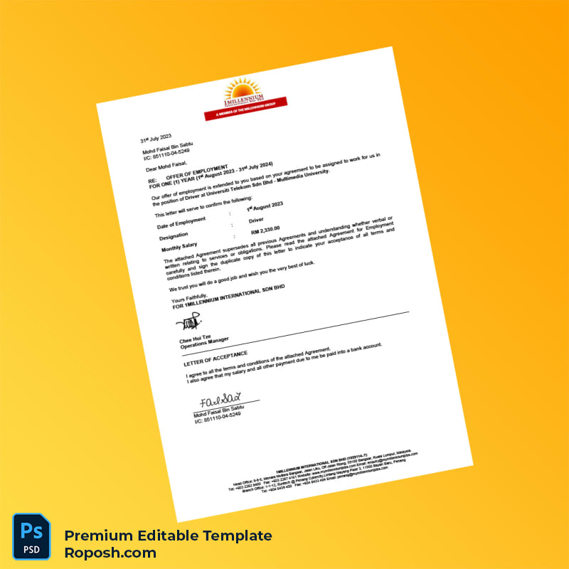 Customizable Malaysia Universiti Telekom Sdn Bhd Employment Verification Letter Word & PDF Template 6 page Customizable Malaysia Universiti Telekom Sdn Bhd Employment Verification Letter Word & PDF Template 6 page