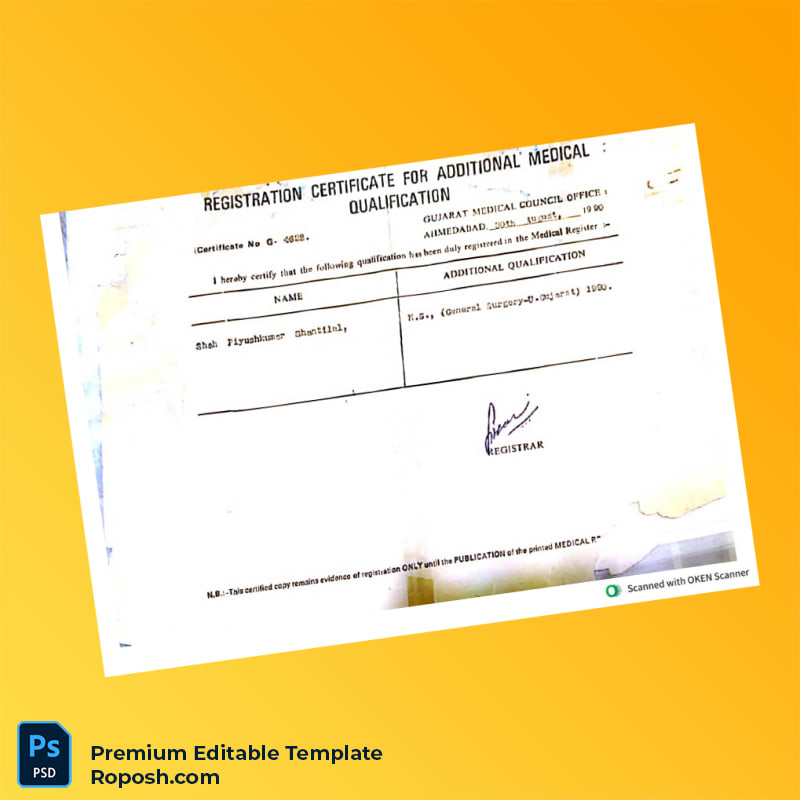 Medical Council Registration Certificate Editable Word & PDF Template Medical Council Registration Certificate Editable Word & PDF Template