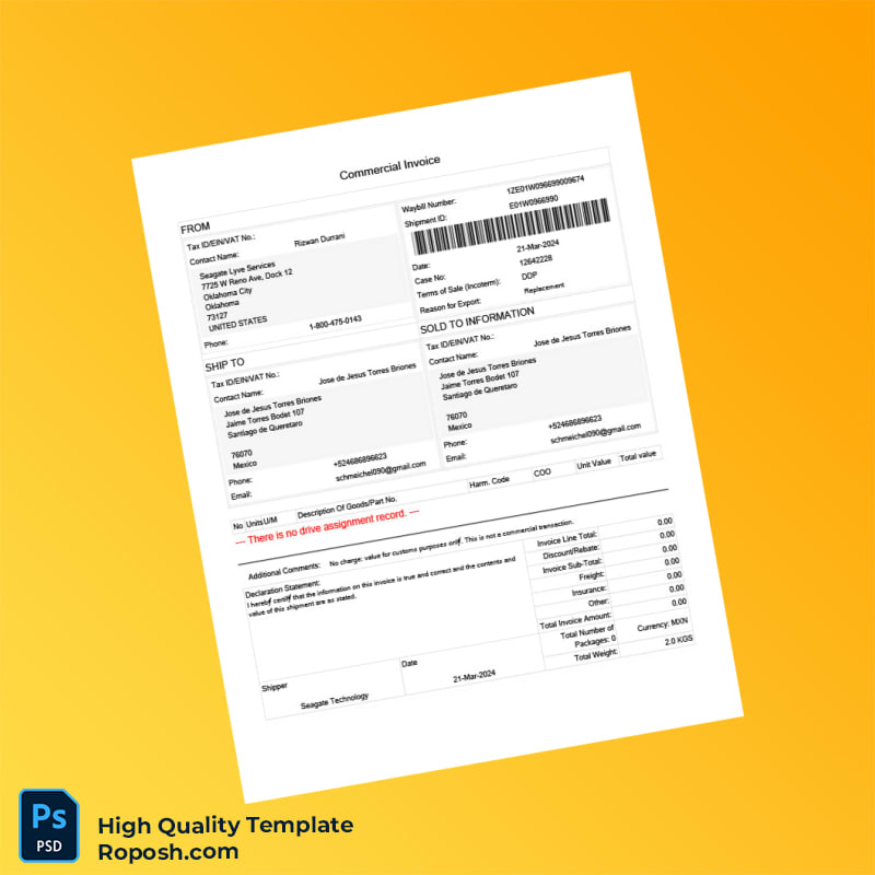 Mexico Seagate Lyve Services ProForma Invoice Template in Word and PDF formats Mexico Seagate Lyve Services ProForma Invoice Template in Word and PDF formats