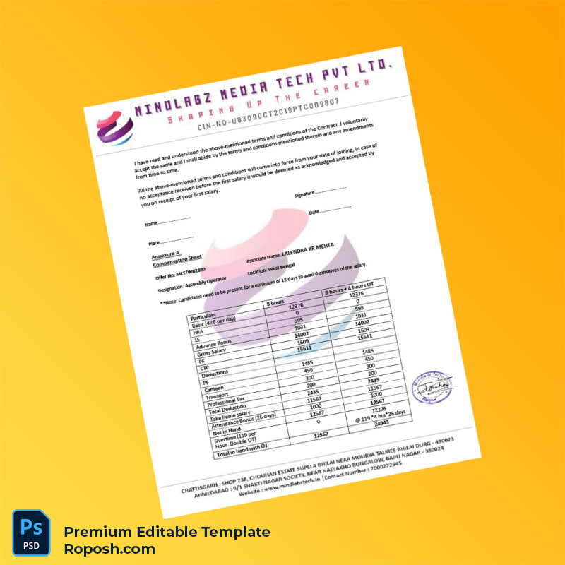 Customizable Mindlabz Media Tech Pvt Ltd Employment Verification Letter Word & PDF Template 5 page Customizable Mindlabz Media Tech Pvt Ltd Employment Verification Letter Word & PDF Template 5 page