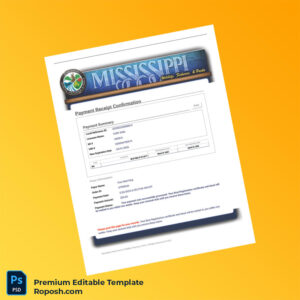 Customizable Mississippi Department of Wildlife Fisheries and Parks Boat Registration Confirmation Document in Word and PDF formats 2 page