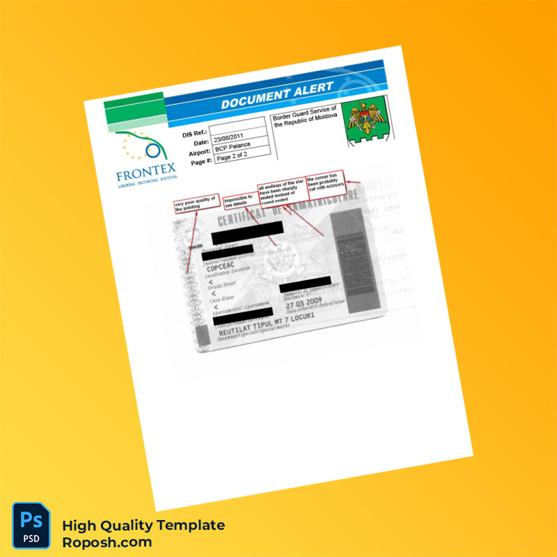 Moldova Border Guard Service Vehicle Registration Certificate Template in Word and PDF formats 2 page Moldova Border Guard Service Vehicle Registration Certificate Template in Word and PDF formats 2 page