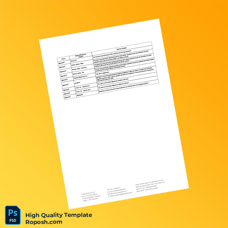 Myanmar DH Myanmar Co Ltd Invoice Template in Word and PDF formats 6 page Myanmar DH Myanmar Co Ltd Invoice Template in Word and PDF formats 6 page