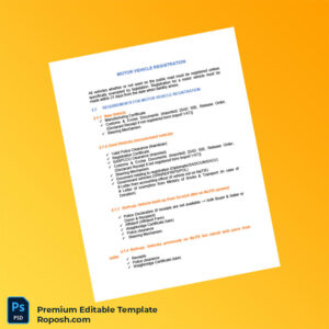 Customizable Namibia Ministry of Transport Motor Vehicle Registration Certificate Editable Word & PDF Template 3 page