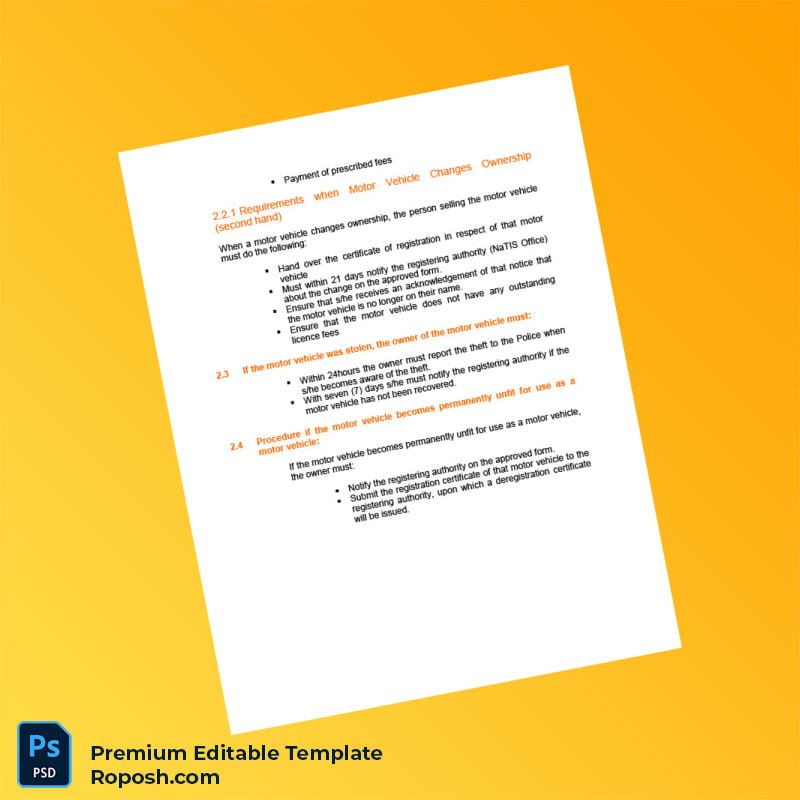 Customizable Namibia Ministry of Transport Motor Vehicle Registration Certificate Editable Word & PDF Template 3 page Customizable Namibia Ministry of Transport Motor Vehicle Registration Certificate Editable Word & PDF Template 3 page