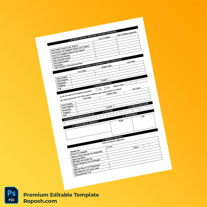 Customizable Nepal Inland Revenue Office Permanent Account Number PAN Application Form Editable Word & PDF Template 3 page Customizable Nepal Inland Revenue Office Permanent Account Number PAN Application Form Editable Word & PDF Template 3 page