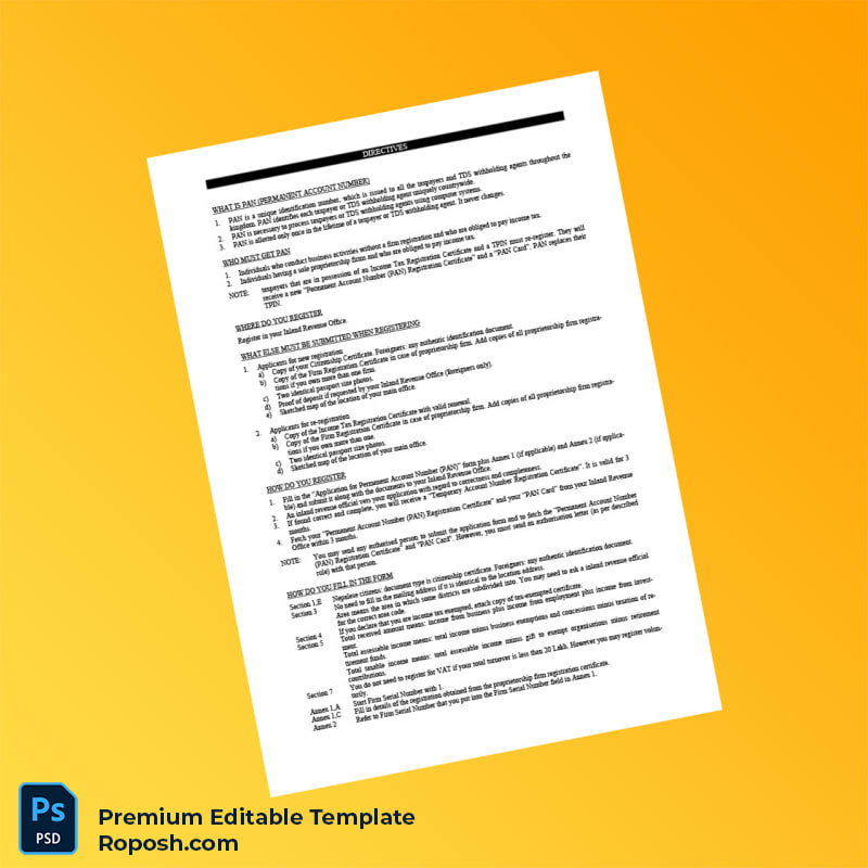 Customizable Nepal Inland Revenue Office Permanent Account Number PAN Application Form Editable Word & PDF Template 3 page Customizable Nepal Inland Revenue Office Permanent Account Number PAN Application Form Editable Word & PDF Template 3 page