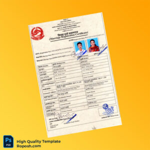 Nepal Local Registrar Marriage Registration Certificate Template in Word and PDF formats
