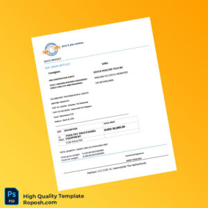 Netherlands Dutch Poultry Tech BV Sales Invoice Template in Word and PDF formats